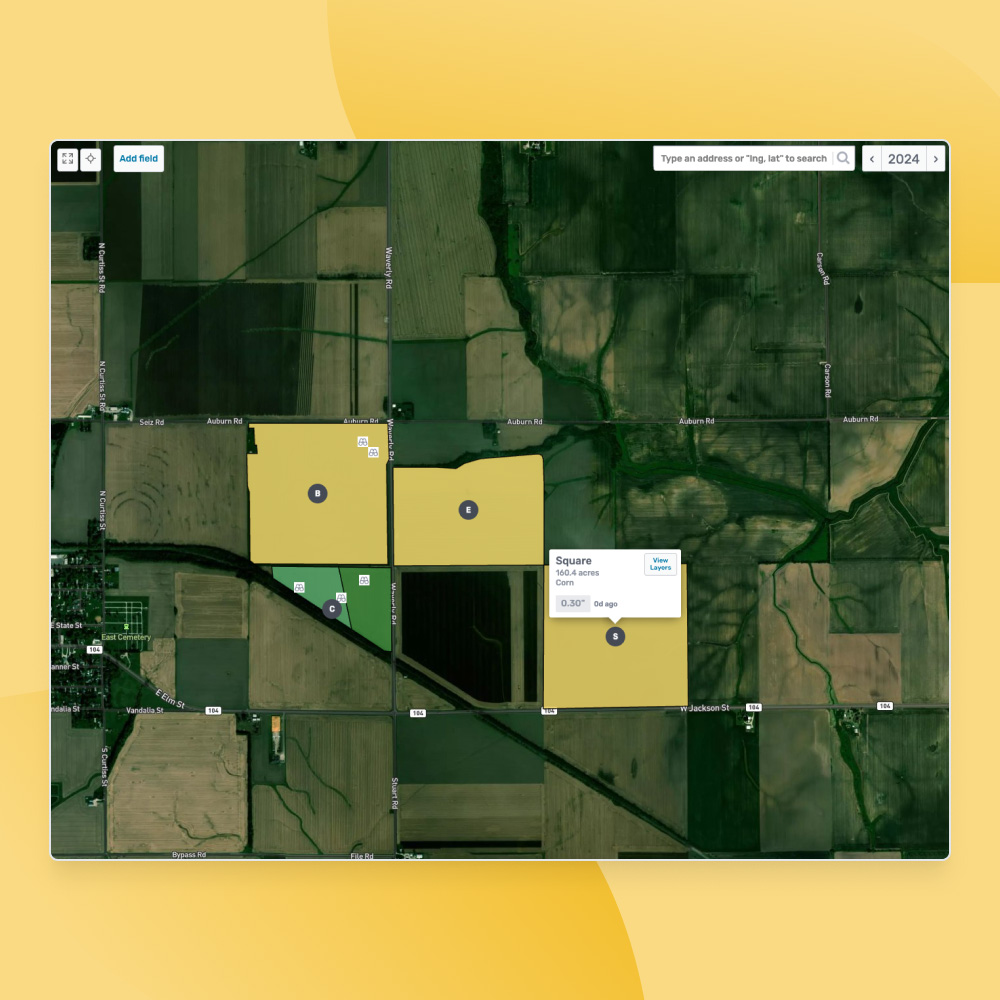 Bushel Farm field mapping on satellite imagery