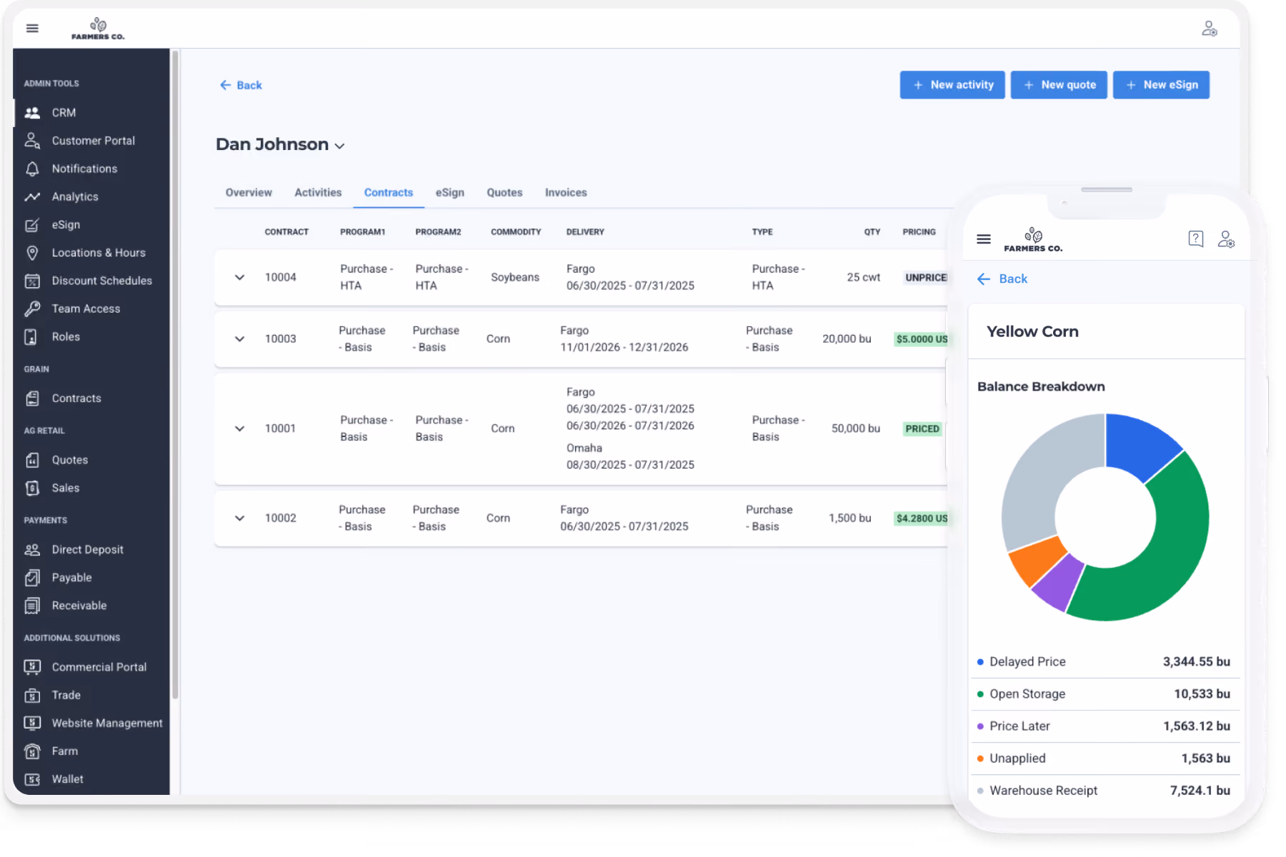 Screenshot of the Bushel platform interface
