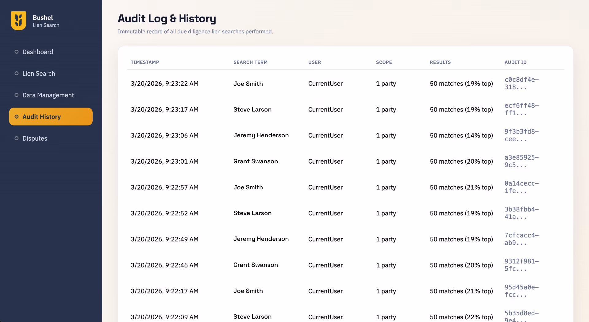 audit log snapshot