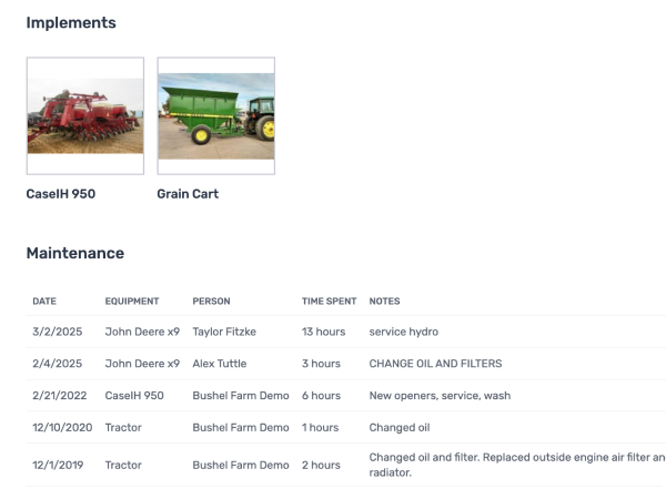 equipment details snapshot