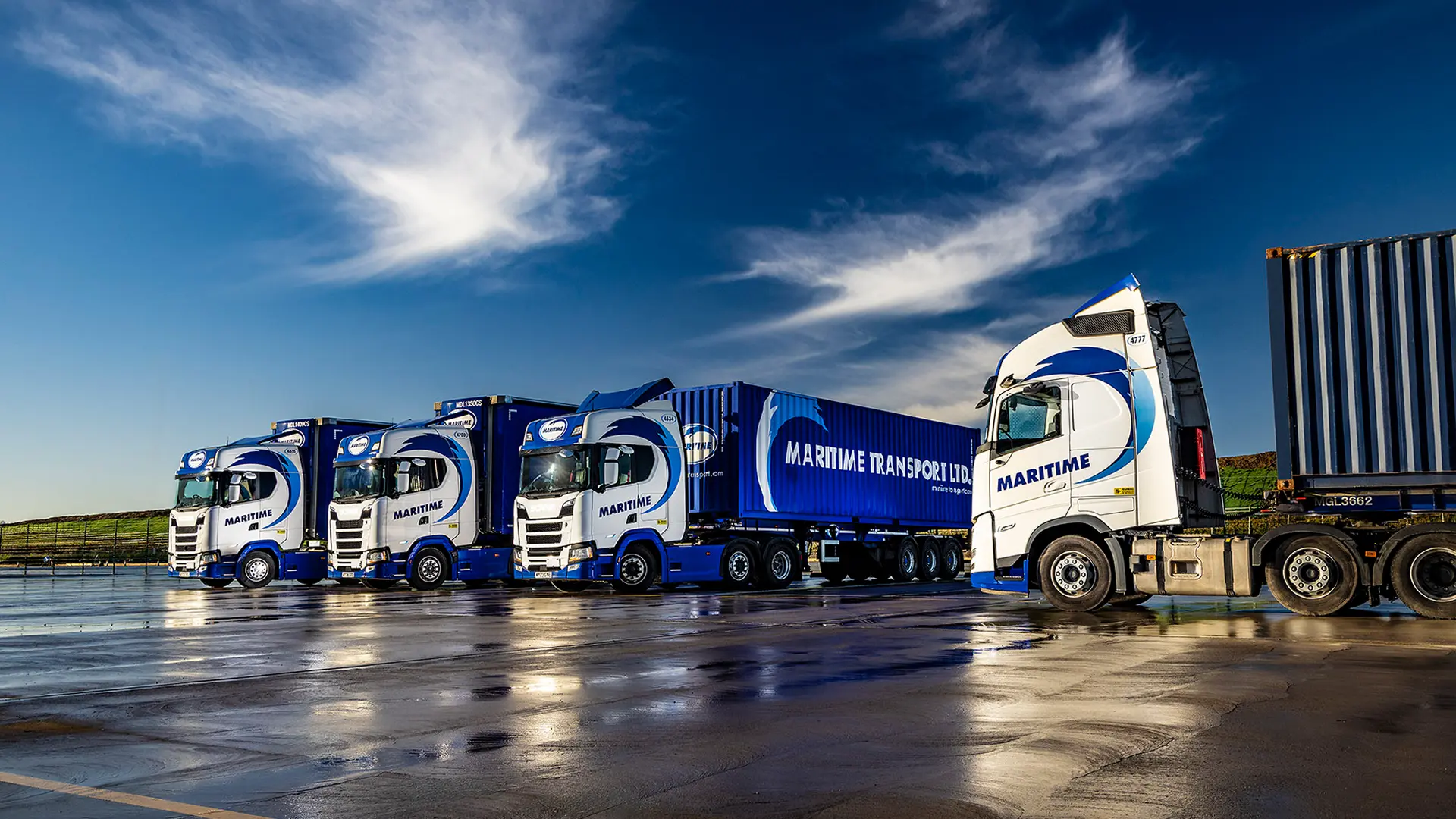 Maritime Transport vehicles in a vehicle yard