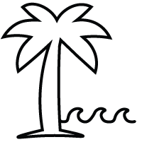 Palm tree and sea waves