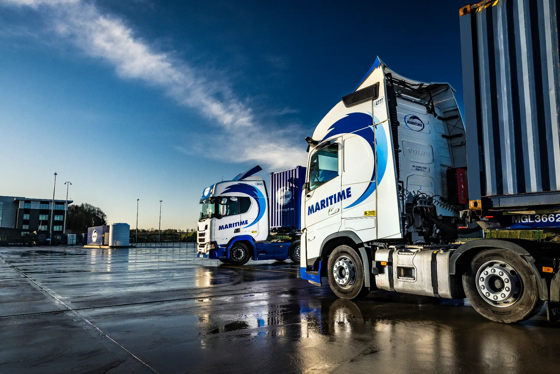 Two container HGVs.