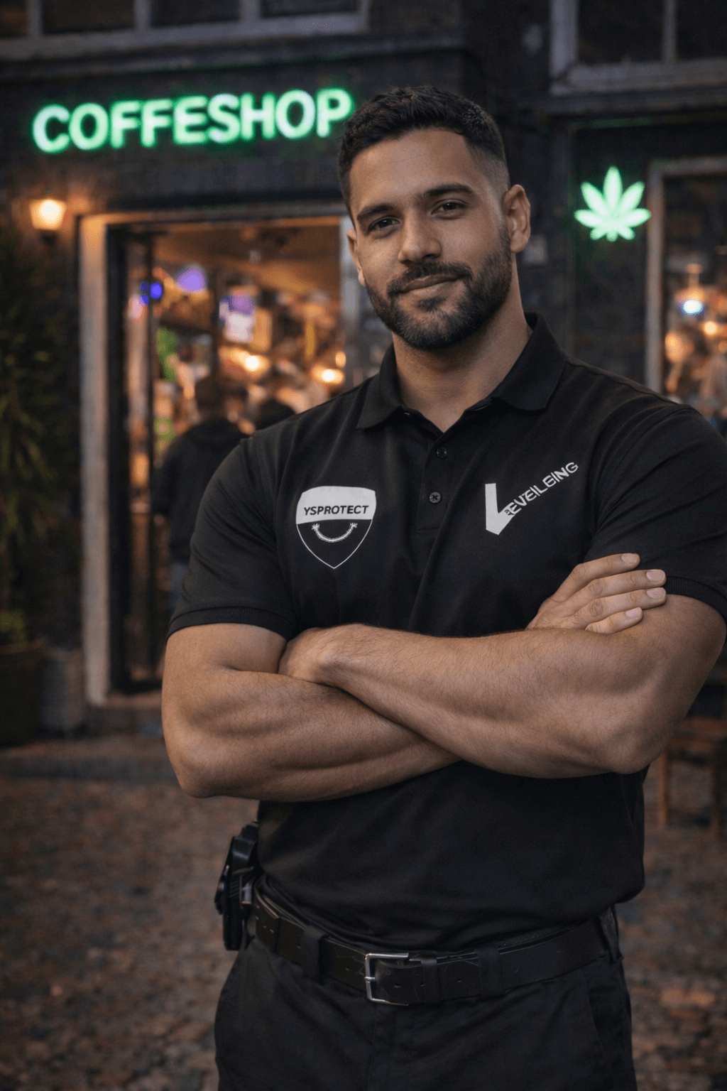 Coffeeshop beveiliging door YSProtect, ervaren beveiliger houdt toezicht bij horeca locatie