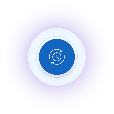 Circular icon with clock and arrows indicating real-time batching or continuous processing.