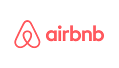Airbnb logo in coral color with stylized A icon.