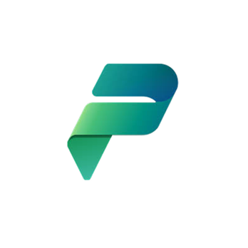 Stylized letter P logo with gradient shades of green and blue on a black background.