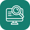 Computer monitor with magnifying glass highlighting a document on the screen icon.