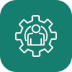 Icon of a person inside a gear representing user settings or management.