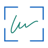 Green signature icon inside a blue square border with gaps on each side.