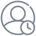 User profile icon with a clock symbol representing time or history.