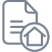 Document icon with upward arrow inside a house shape, symbolizing file upload or home.
