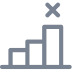 Bar chart with three ascending bars and an X mark above the tallest bar.