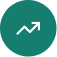 White upward trending arrow on a teal circle, symbolizing growth or increase.