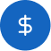 White dollar sign inside a blue circle icon.