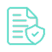 Document icon with a shield symbol featuring a checkmark, representing secure or verified file.