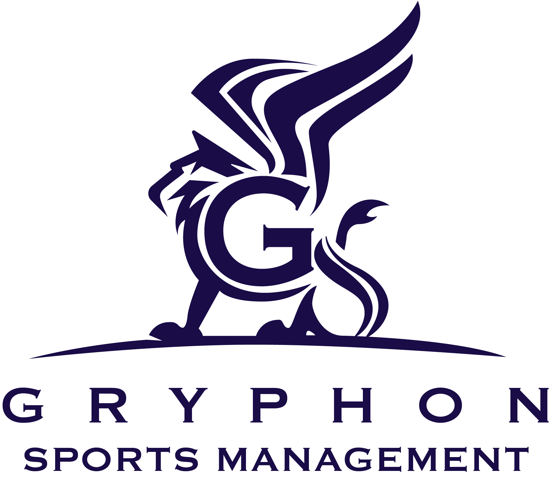 Stylized gryphon logo with the letter G integrated, above the text Gryphon Sports Management.
