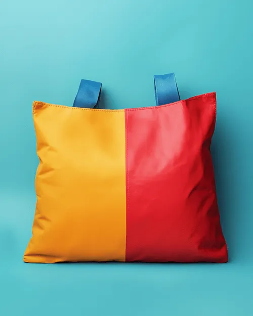 Colorful Tote Bag on Turquoise Background