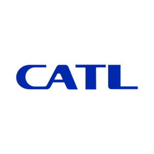 CATL company logo in blue letters on a white background.