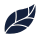 Stylized dark blue leaf icon with vein details.