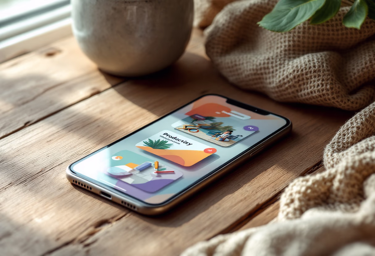 [digital project] image of a mobile device with a productivity app (for a productivity tools business)
