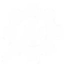 White repairs icon showing a wrench and gear