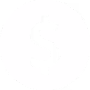 White coin icon with a dollar symbol in the center of a circle