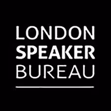 Logo with the text 'London Speaker Bureau' in white on a black background.