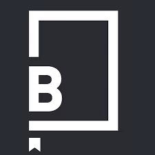 Minimalistic logo with a stylized letter B inside an open rectangular frame with a small bookmark shape at the bottom left corner.