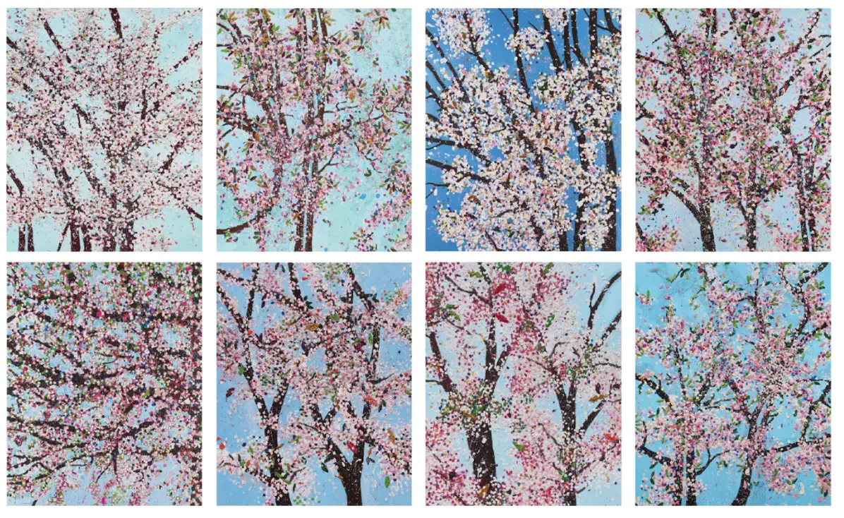 Eight paintings of Cherry Blossoms - Damien Hirst's 'Virtues'.
