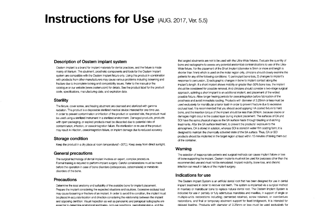 Prosthetic Kit InstructionsForUse