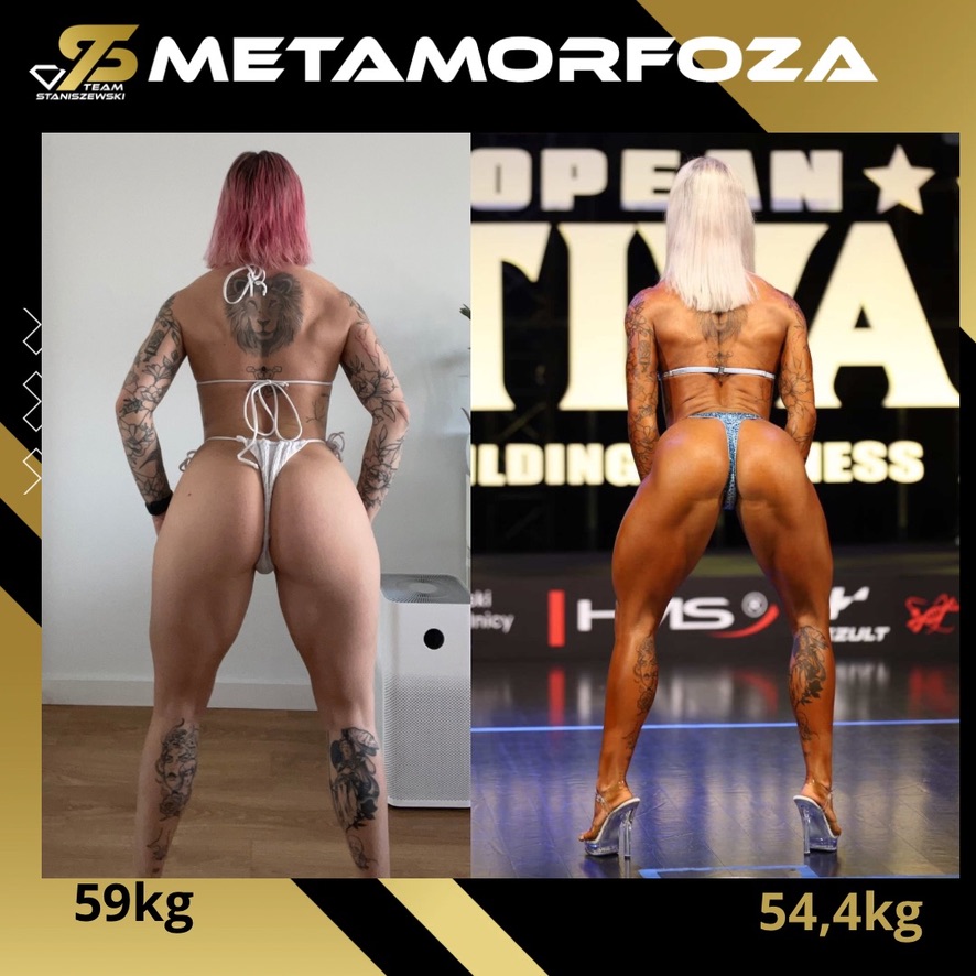 Dominika Grabarczyk – sylwetka od tyłu: 59 kg na starcie i 54,4 kg na scenie