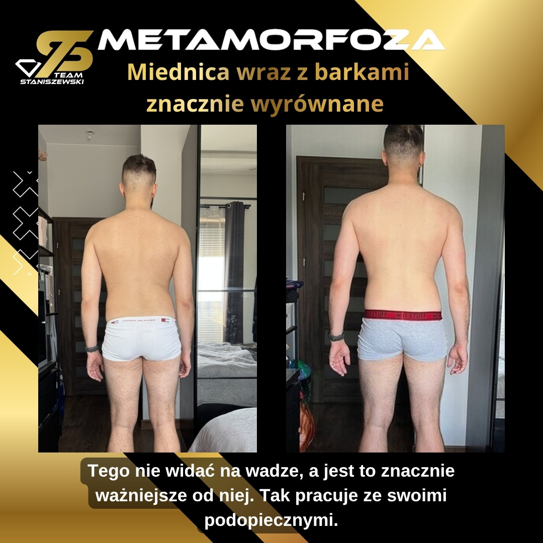 Miednica wraz z barkami znacznie wyrównane — ujęcie od tyłu