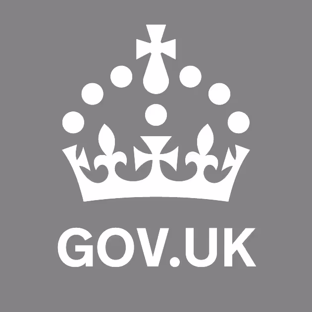 White crown above the text GOV.UK on a gray background, representing the United Kingdom government.