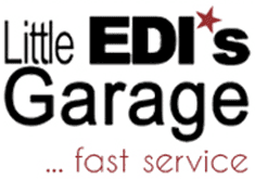 Logo reading 'Little EDI's Garage' with a star above the letter I and the tagline '... fast service' below.