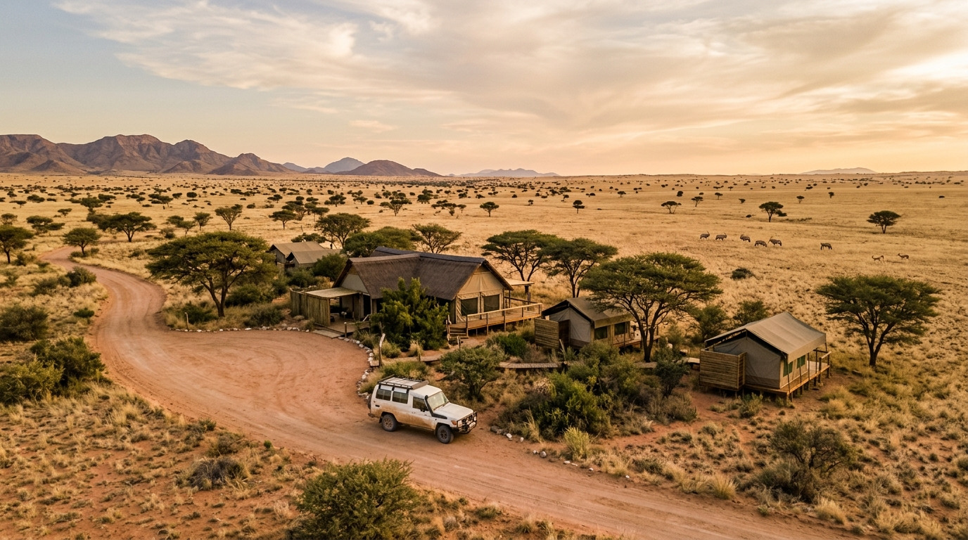 Illustration zum Thema: Namibia-Reise buchen: Welche Unterkunft passt Anfängern?