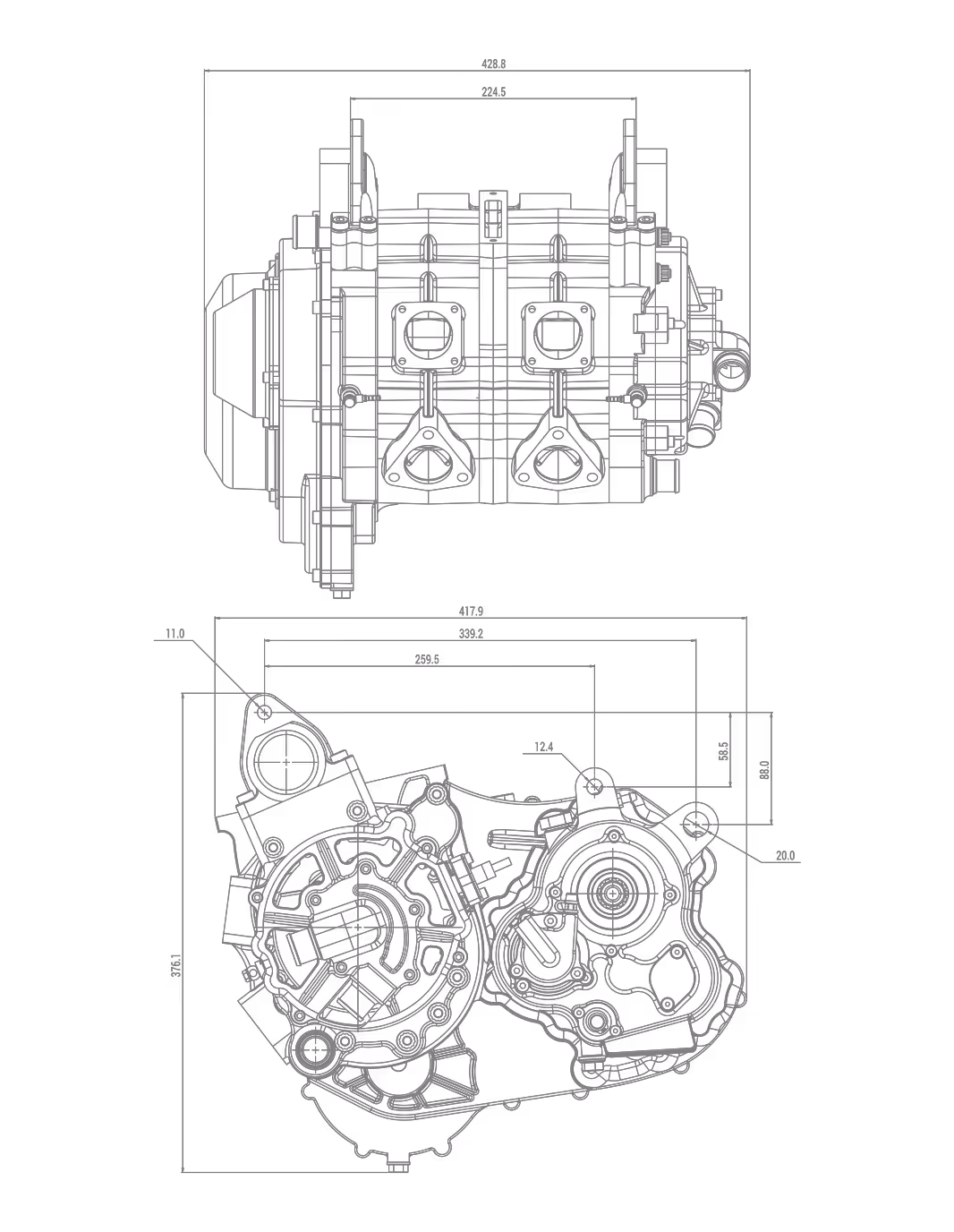 Rotron RT700-XE Engine Dimensions