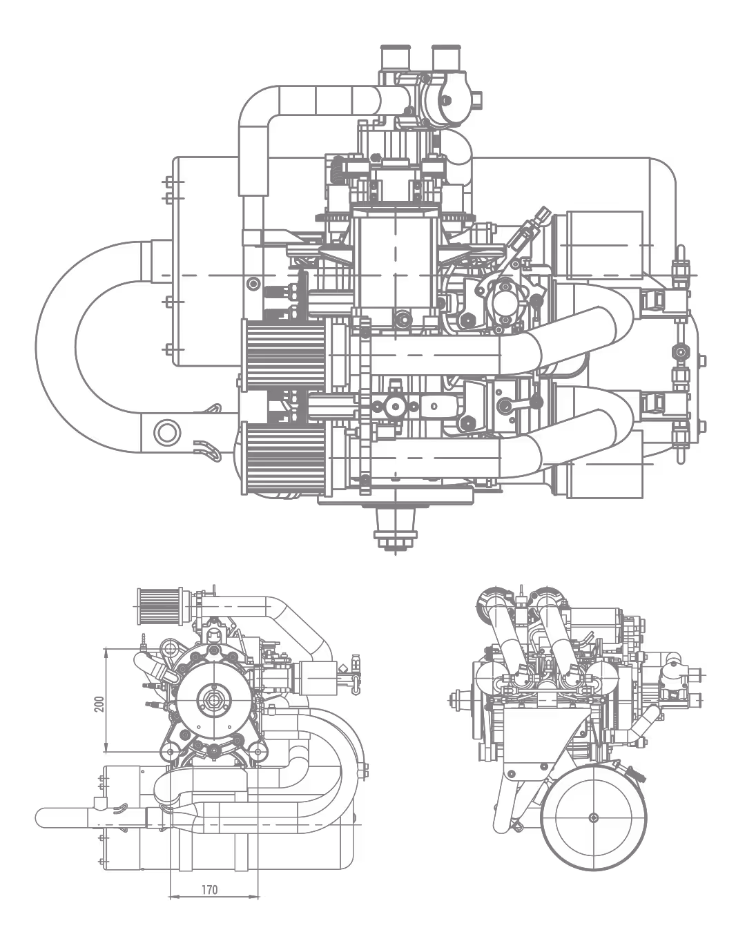 Rotron RT600-XE Engine Dimensions