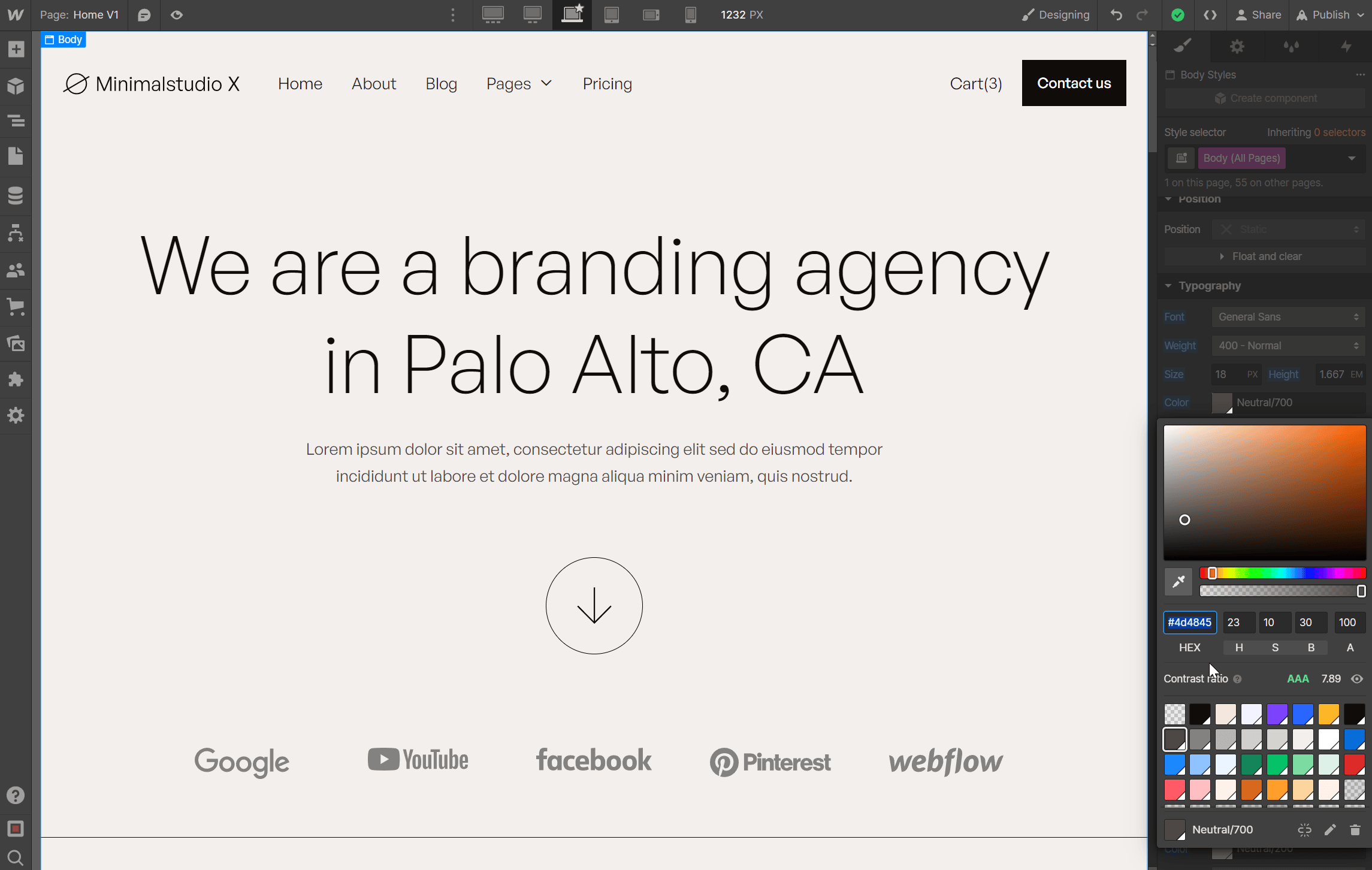 Color - Minimalstudio X Webflow Template