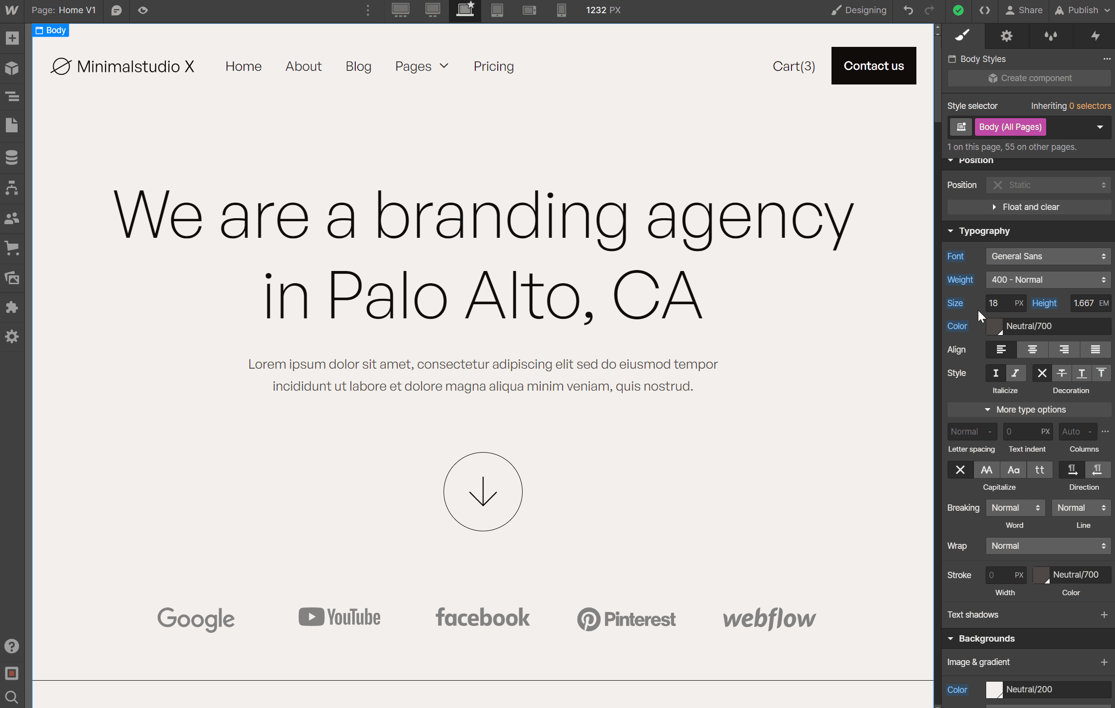 Typography - Minimalstudio X Webflow Template