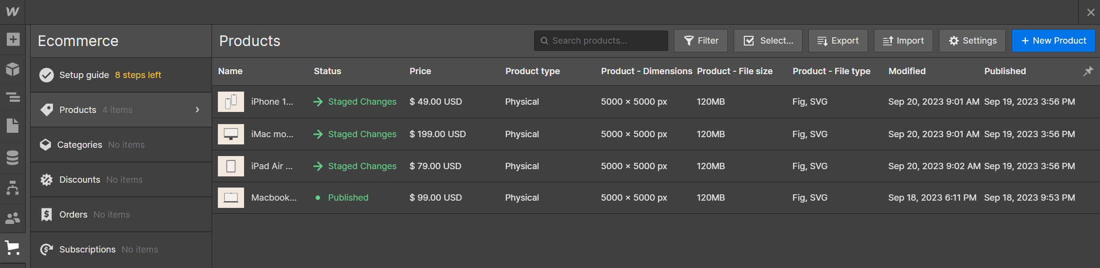 Ecommerce Collection - Minimalstudio X Webflow Template