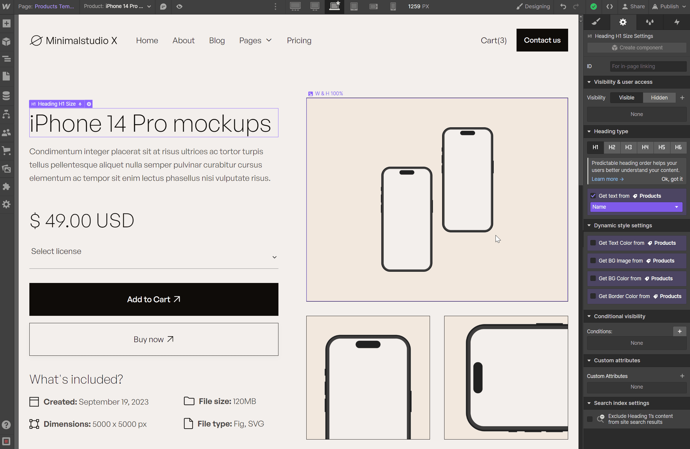 Ecommerce Page - Minimalstudio X Webflow Template
