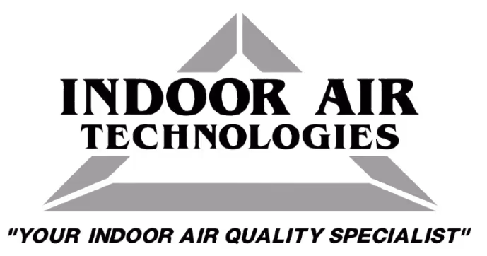 Logo of Indoor Air Technologies with a stylized roof shape and the tagline 'Your Indoor Air Quality Specialist'.