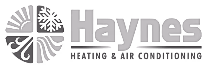 Haynes Heating & Air Conditioning logo with a circular icon featuring symbols for sun, snowflake, flame, and air flow.