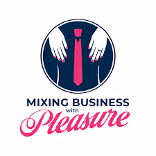 Logo with stylized hands, a necktie, and text reading 'Mixing Business with Pleasure'.