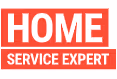 Logo with the text 'HOME SERVICE EXPERT' in white on a red background.