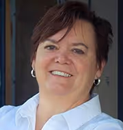 smiling women with white shirt