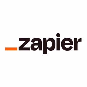 Zapier logo featuring a lowercase 'zapier' with an orange underscore before the word.