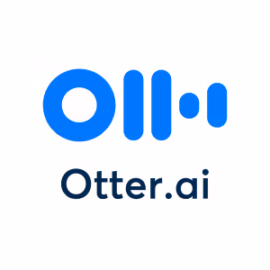 Otter.ai logo with stylized blue letters and dark text below.