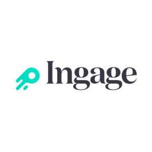 Ingage company logo with a turquoise abstract symbol and black text.